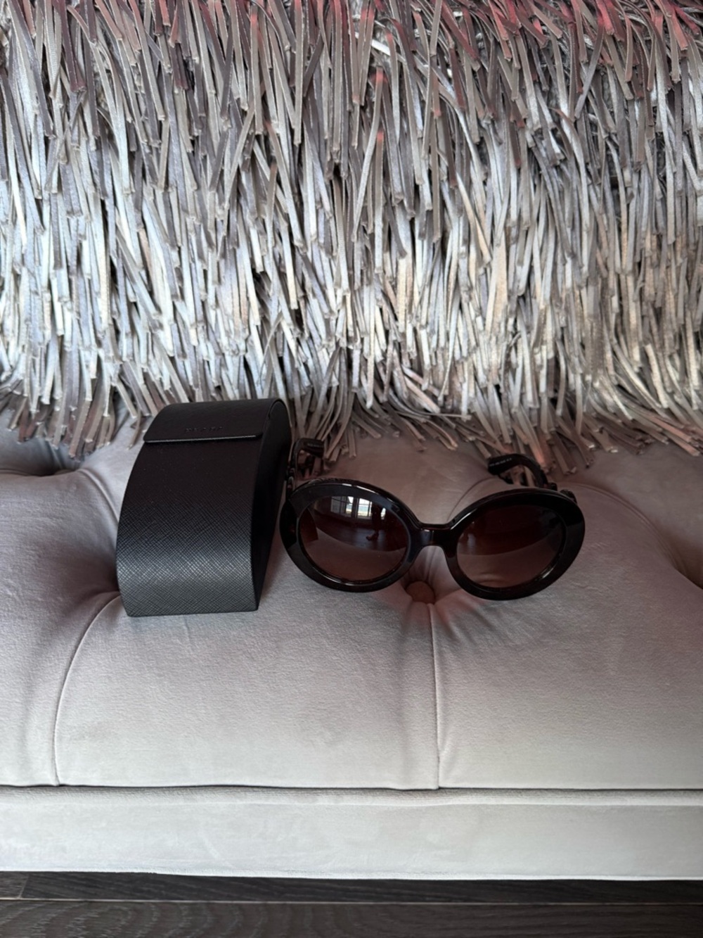 PRADA OVERSIZED ROUND TORTOISE SUNGLASSES - Picture 2 of 9